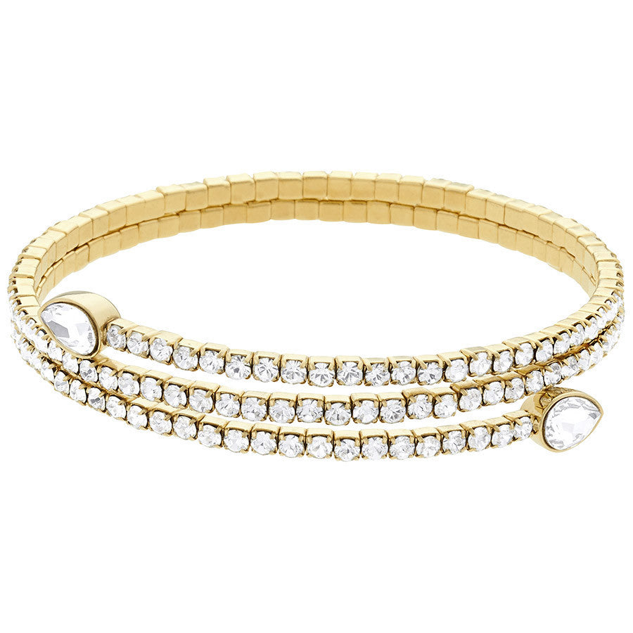 Swarovski Yellow Gold White Crystal Twisty Triangle Bangle 5073593 C W Sellors Fine Jewellery
