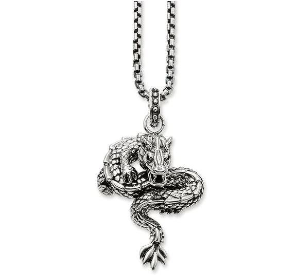 Thomas Sabo Rebel at Heart Sterling Silver Dragon Necklace SET0070 007 12 C W Sellors Fine Jewellery