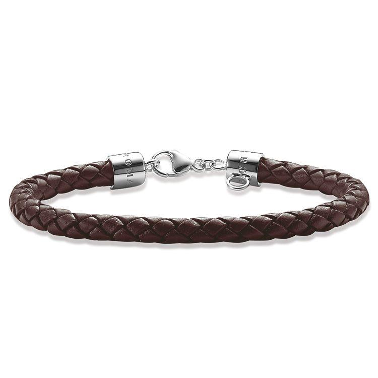 Thomas Sabo Sterling Silver Brown Woven Leather Bracelet D X0054 008 2 XS C W Sellors Fine Jewellery