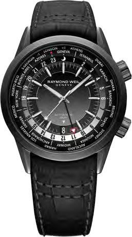 Raymond Weil Freelancer GMT Worldtimer Black 2765 BKC 20001 C W Sellors Fine Jewellery