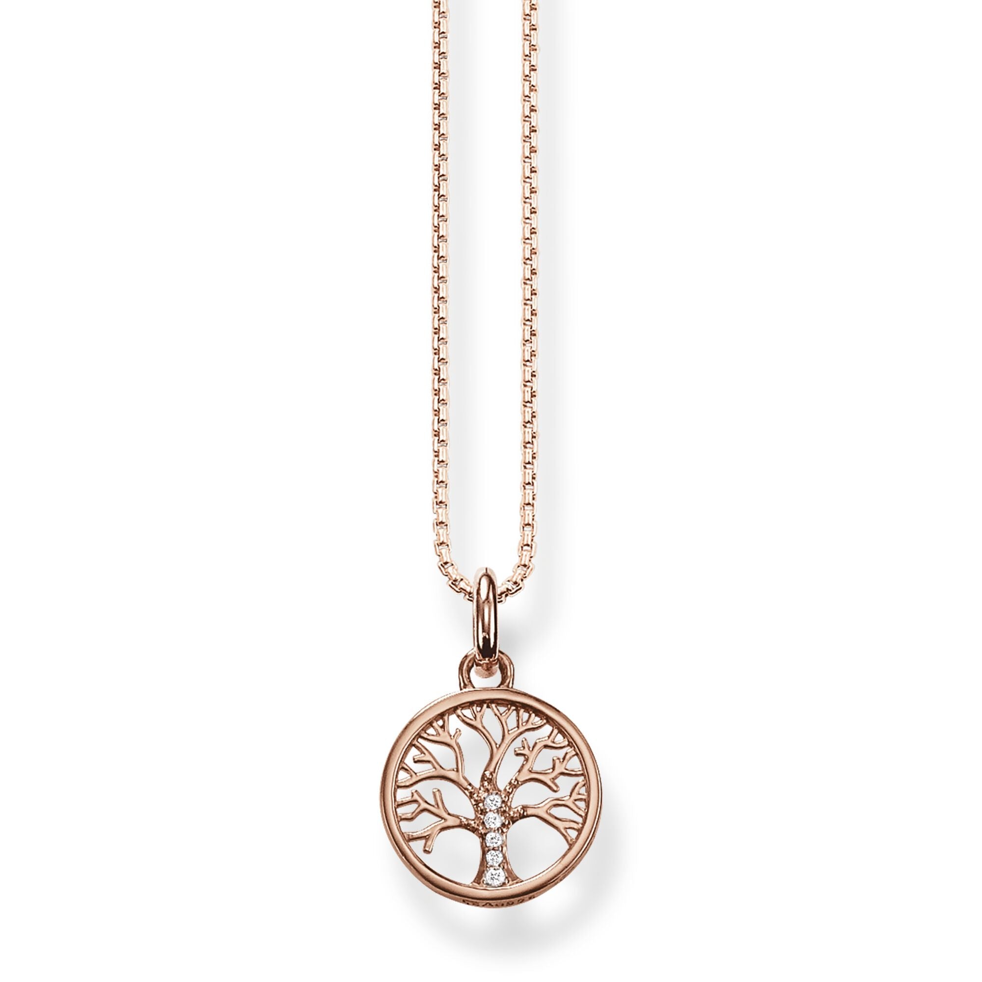 Thomas Sabo Sterling Silver Rose Gold Plated Tree Of Love Necklace