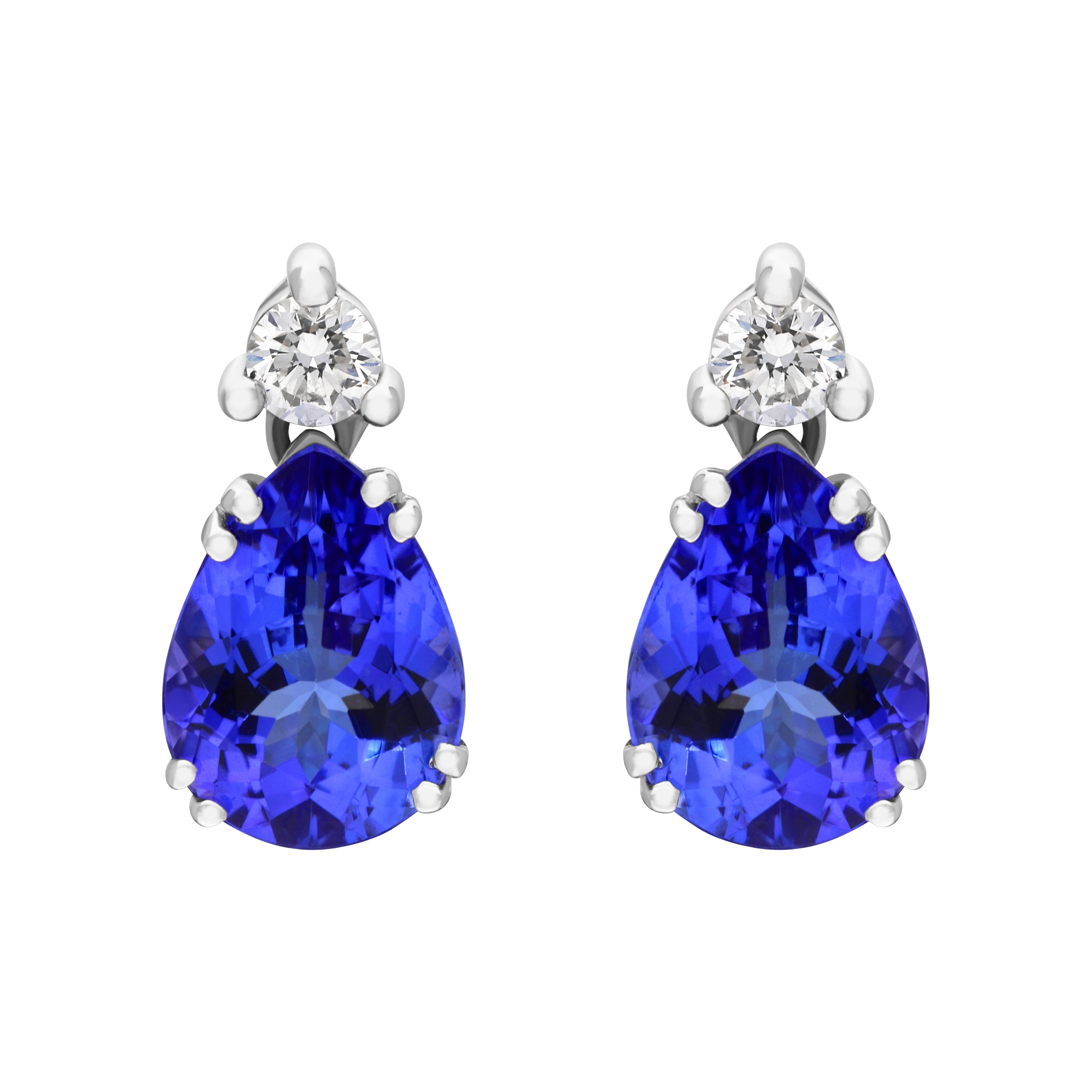 Tivon 18ct White Gold Tanzanite Diamond Pear Cut Stud Earrings