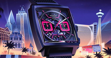 The TAG Heuer Monaco Gets a Dose of Neon Pink with the New Monaco Pink Skeleton 39mm Watch