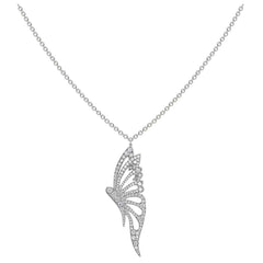 18ct White Gold Diamond 0.46ct Medium Butterfly Pendant with Chain, view 2
