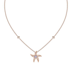 18ct Rose Gold Diamond 0.43ct Sapphire 0.45ct Starfish Pendant, view 2