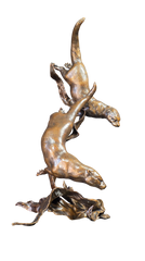 Art In Bronze Otters Playing, view 2