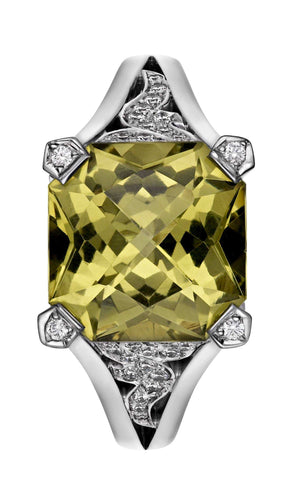 18ct White Gold Diamond 0.29ct Mali Garnet 5.35ct Angel Ring, view 5