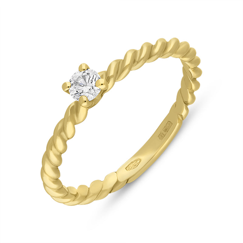 Stacking Solitaire Rings 18ct Yellow Gold 0.15ct Diamond Twisted Stacking Solitaire Ring BLC-338 ...