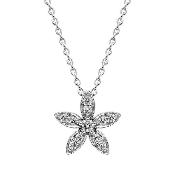 18ct White Gold Diamond Flower Pendant P2668C