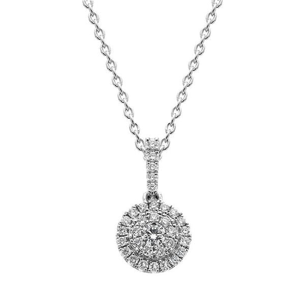 18ct White Gold Diamond Round Cluster Pendant P2826C