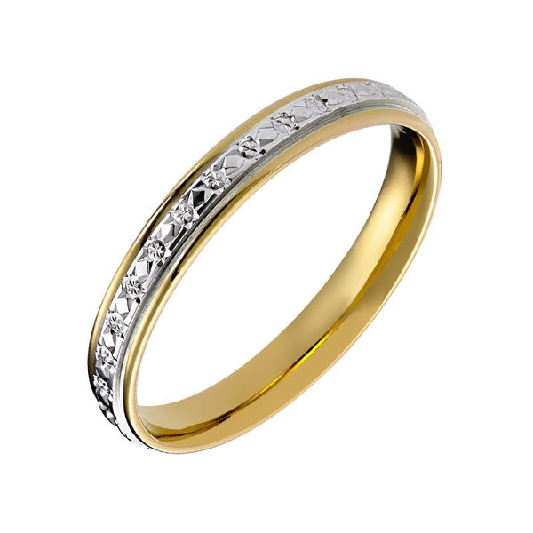 18ct Yellow Gold and Palladium Diamond Cut Eternity Ring