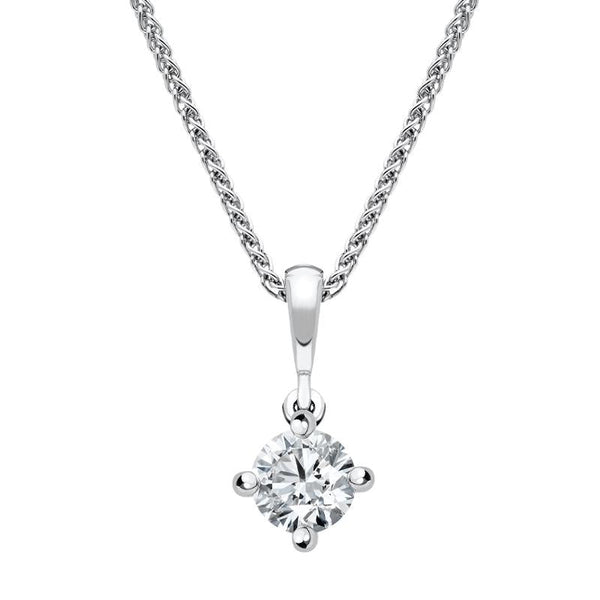18ct White Gold 0.50ct Diamond Brilliant Cut Solitaire Necklace FEU-2205