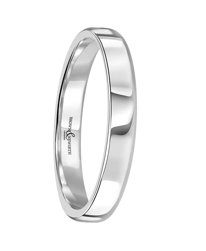9ct White Gold 2.5mm Softened Court Wedding Ring, view 1