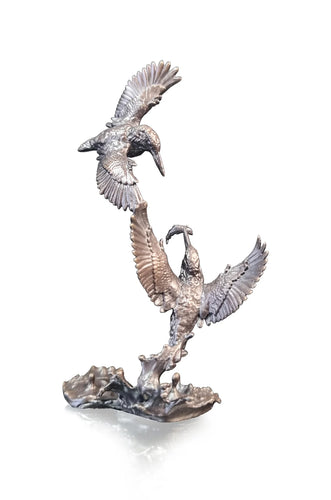 Art In Bronze Miniature Kingfisher Pair Figurine, view 3