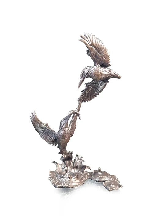 Art In Bronze Miniature Kingfisher Pair Figurine, view 1