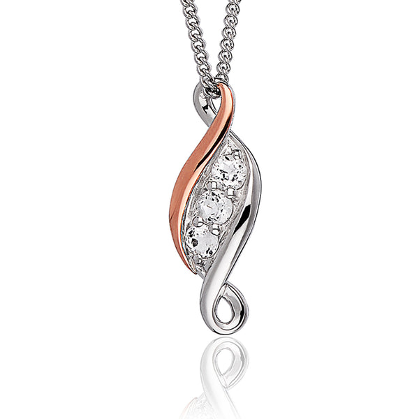 Clogau Past Present Future Sterling Silver White Topaz Necklace, 3SPPFP.