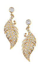 18ct Yellow Gold Diamond 0.90ct Feather Drop Stud Earring, view 2