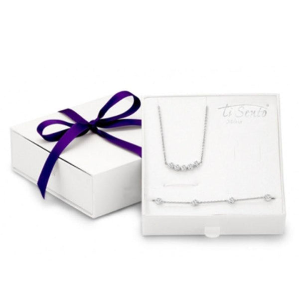 Ti Sento Gift Set Silver With White Cubic Zirconia 4070zi