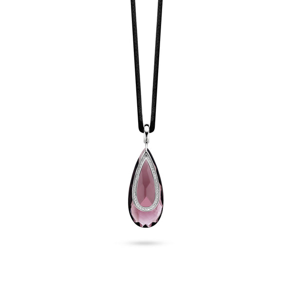 Ti Sento Pendant Silver And Purple Cubic Zirconia Pear Drop 6685AU