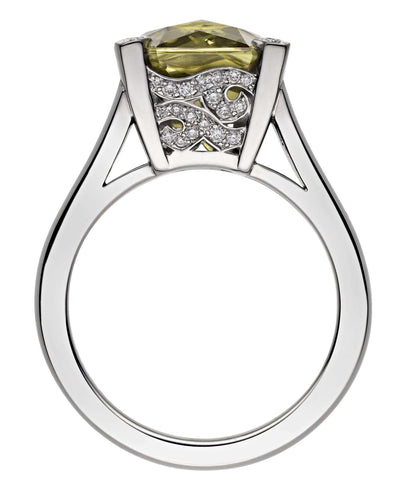18ct White Gold Diamond 0.29ct Mali Garnet 5.35ct Angel Ring, view 3