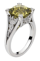 18ct White Gold Diamond 0.29ct Mali Garnet 5.35ct Angel Ring, view 2