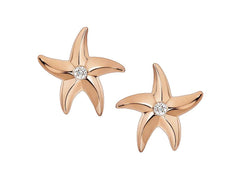 18ct Rose White Diamond 0.14ct Starfish Stud Earring, view 2