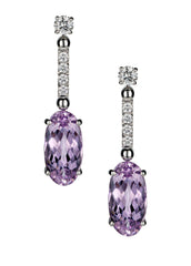 18ct White Gold Diamond 0.79ct Kunzite 12.49ct 'wish list' Drop Earring, view 2