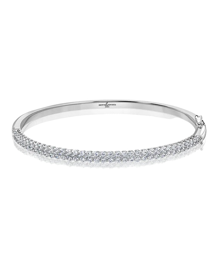 9ct White Gold Diamond 2ct Hopscotch Bangle G/H-SI, view 1
