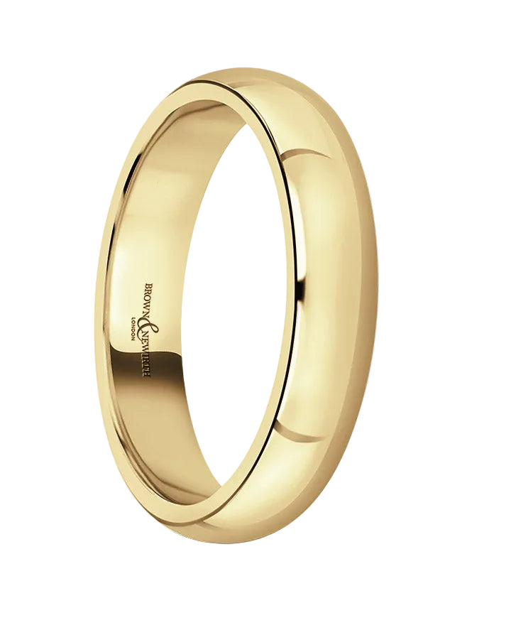 9ct Yellow Gold D-Shape 4mm Luxury Wedding Band, view 1
