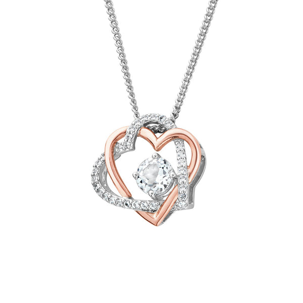 Clogau Always in my Heart Sterling Silver White Topaz Pendant, 3SAMH0091