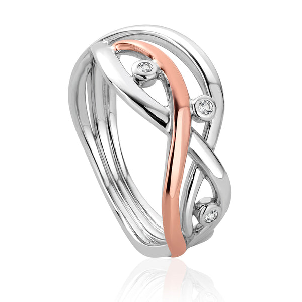 Clogau Swallow Falls Sterling Silver Ring, 3SCTWIR