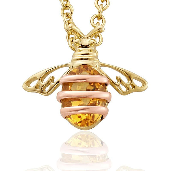 Clogau Honey Bee 9ct Rose Yellow Gold Citrine Necklace HNBCP