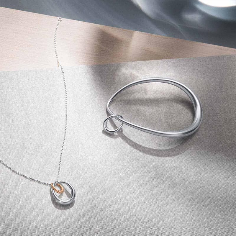 Georg Jensen Offspring Sterling Silver 18ct Rose Gold Necklace 10012763 C W Sellors Fine Jewellery