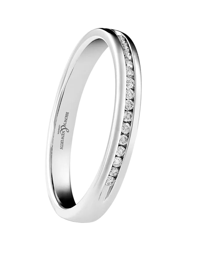 18ct White Gold 2.6mm 0.1ct Diamond Set Eternity Ring, view 1