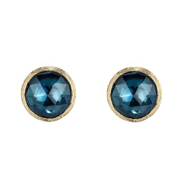 Marco Bicego Jaipur 18ct Yellow Gold London Blue Topaz Stud Earrings, OB1739 TPL01.