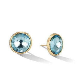 Marco Bicego Jaipur 18ct Yellow Gold Blue Topaz Stud Earrings, OB1739 TP01.