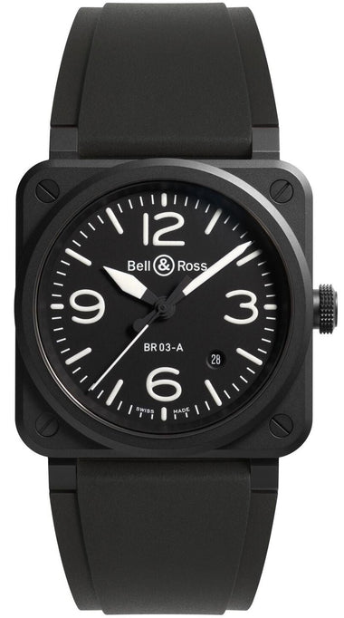 Bell & Ross Watch BR 03 Auto Black Matt Ceramic BR03A-BL-CE/SRB