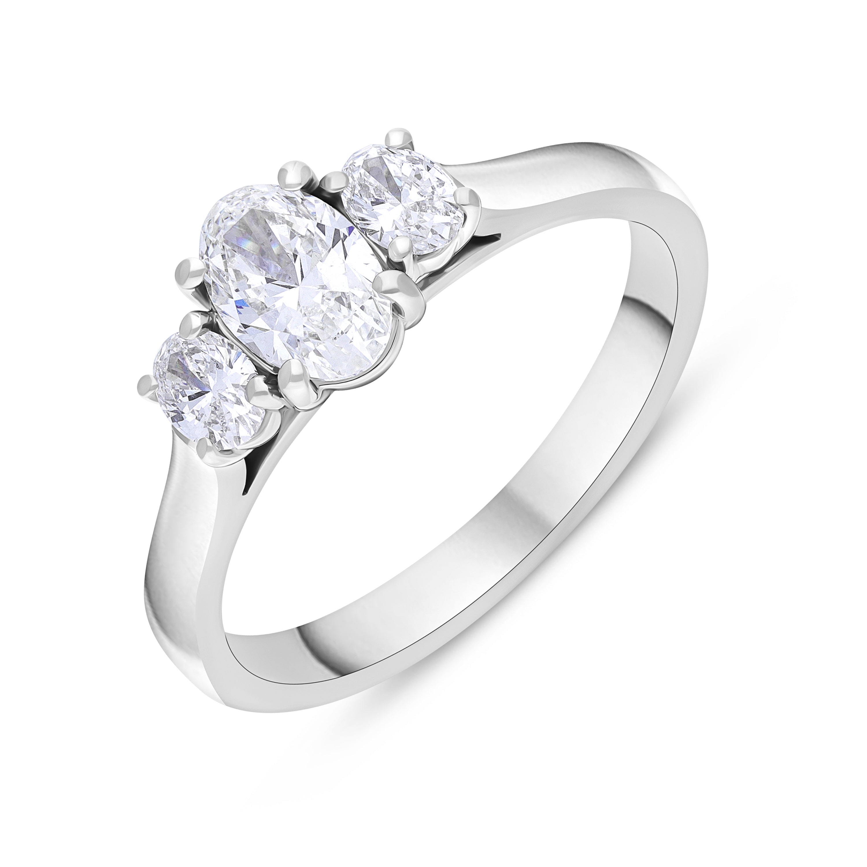 Platinum .59 Diamond .29 3 Stone Diamond Oval Ring Size N.5 GIA FVS1 ...
