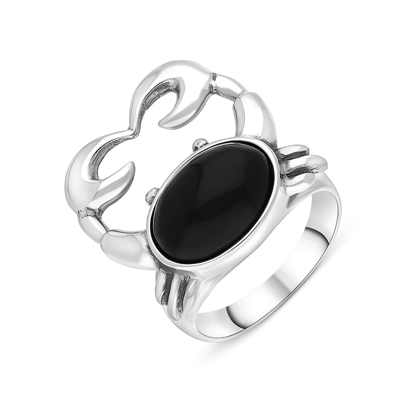 Sterling Silver and Whitby jet Oval Crab Ring R1275/Z | C W Sellors ...