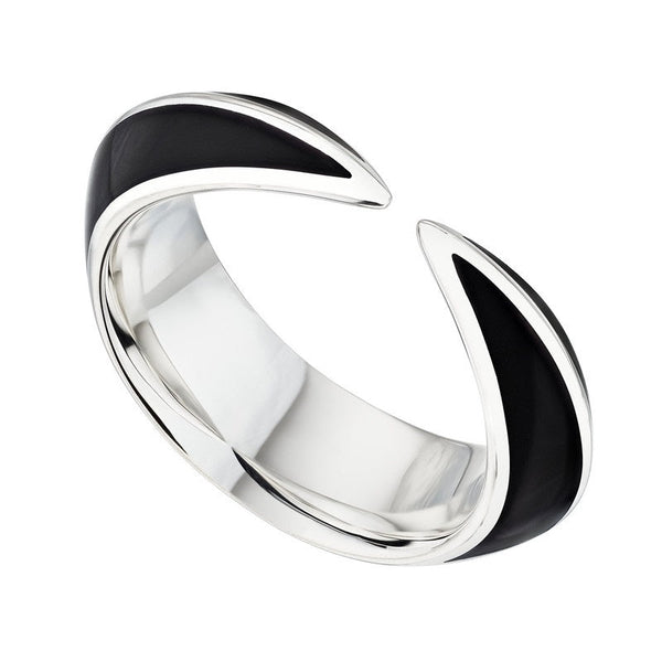 Shaun Leane Sabre Deco Sterling Silver Ceramic Ring, SA070.SSBKRZ.