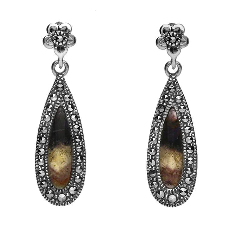 シルバートーン スチームパンク タコ パイレーツ オブ ザ カリビアン ネックレス イヤリング リング ジュエリー ギフトセット　並行輸入品 U.K vintage Marcasite and Malachiteイヤリング 並行輸入品シルバー