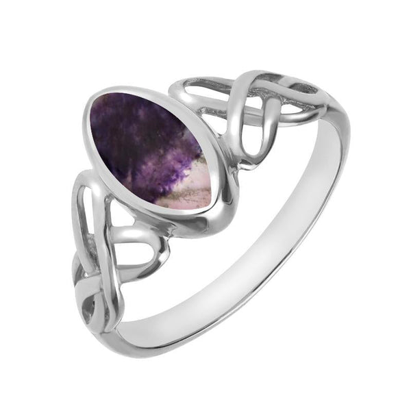Sterling Silver Blue John Marquise Celtic Ring R462