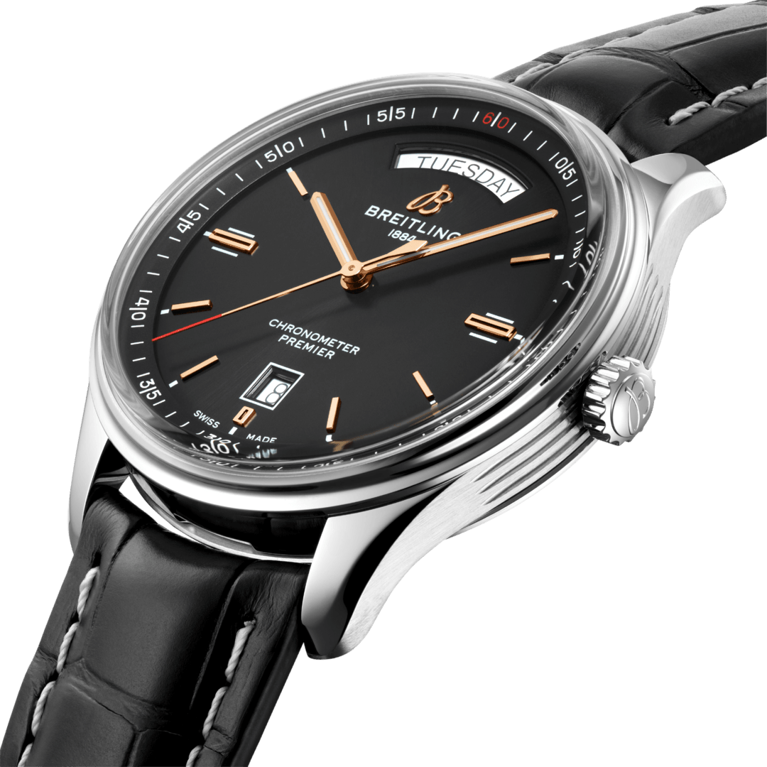 Breitling Watch Premier Automatic Day and Date 40 Black Croco Tang A45340241B1P2 C W Sellors Luxury Watches