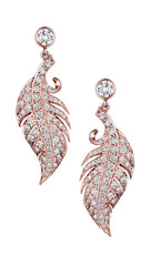18ct Rose Gold Diamond 0.90ct Feather Drop Stud Earring, view 2