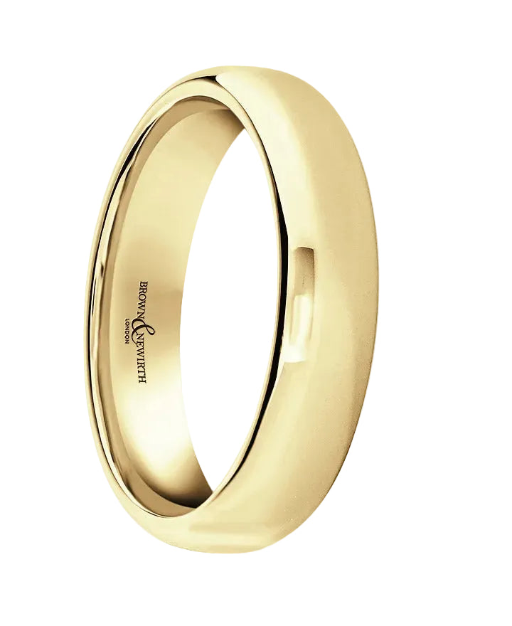 9ct Yellow Gold 5mm Softened Court Wedding Ring, view 1