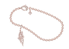 18ct Rose Gold Diamond 0.47ct Butterfly Charm Bracelet with Diamond Set Clasp, view 2