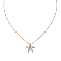 18ct Rose Gold Diamond 0.57ct Starfish Pendant, view 2