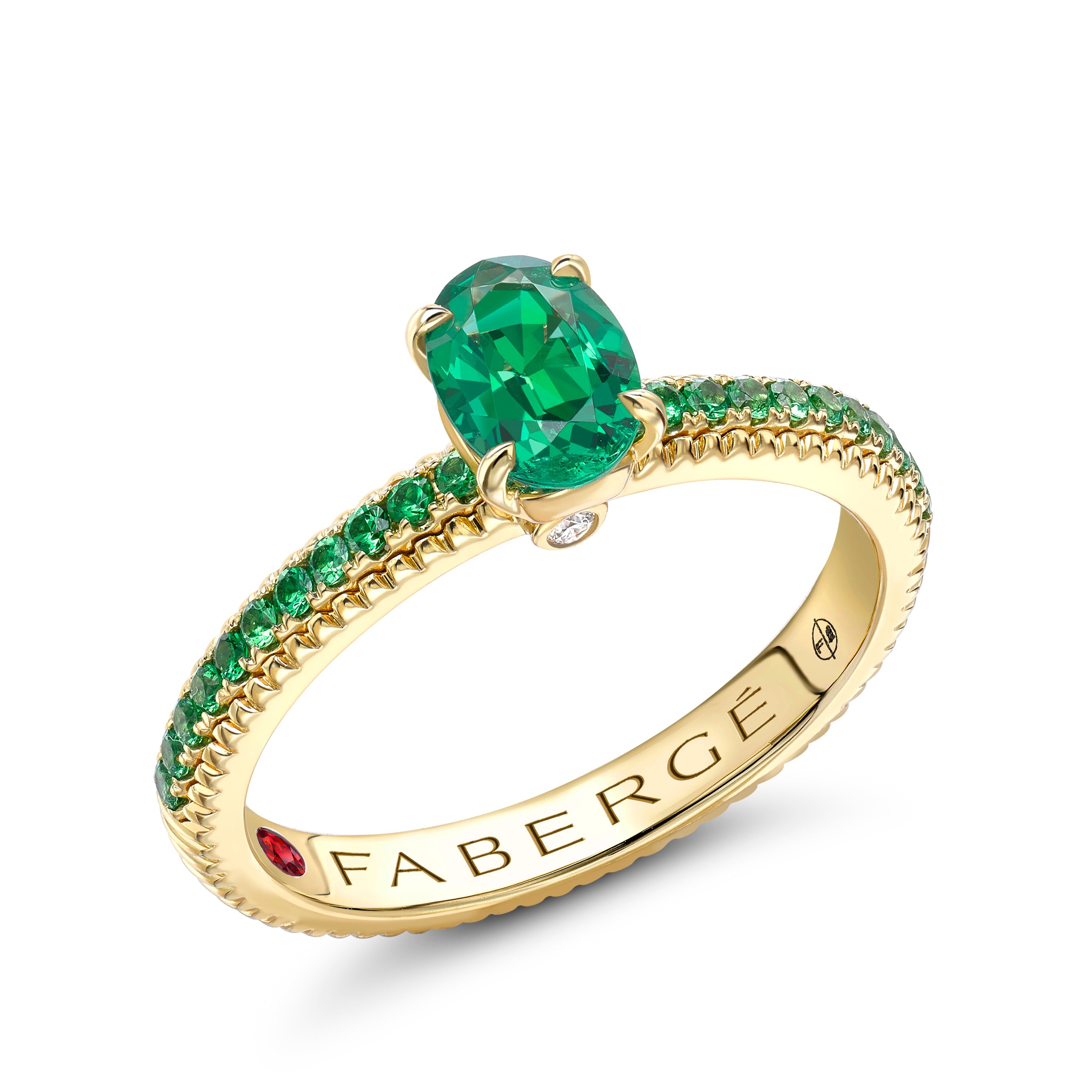 Faberge Colours of Love 18ct Yellow Gold Emerald Tsavorite Garnet ...