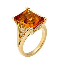 18ct Yellow Gold Diamond 0.24ct Citrine 7.71ct Angel Ring, view 2