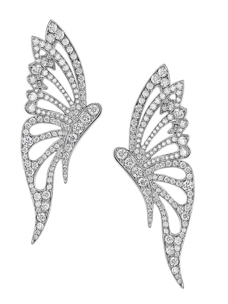 18ct White Gold Diamond 1.90ct Butterfly Stud Earring, view 1